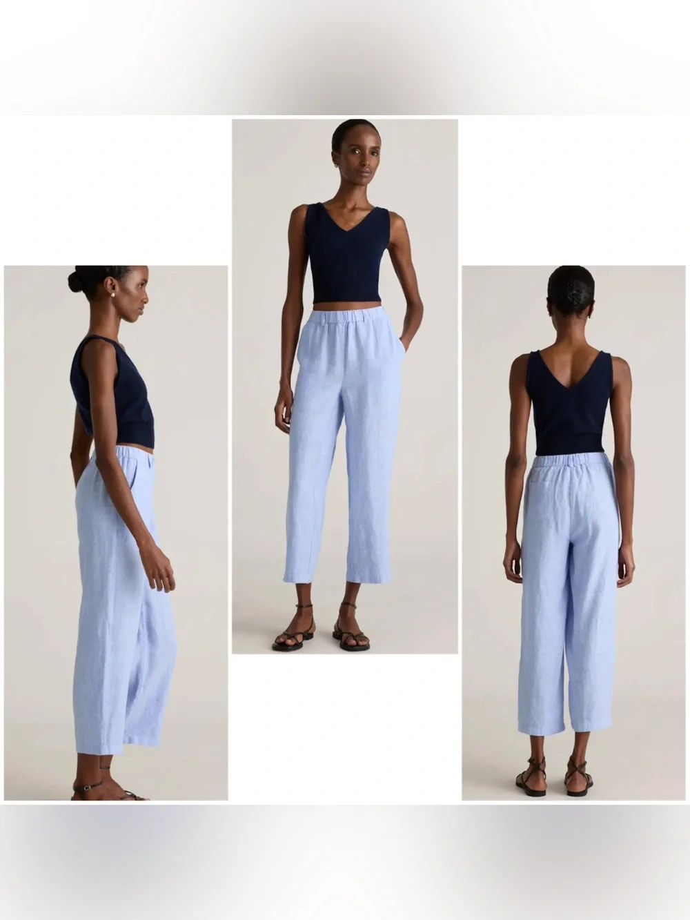 100% European Linen Pants-French Blue